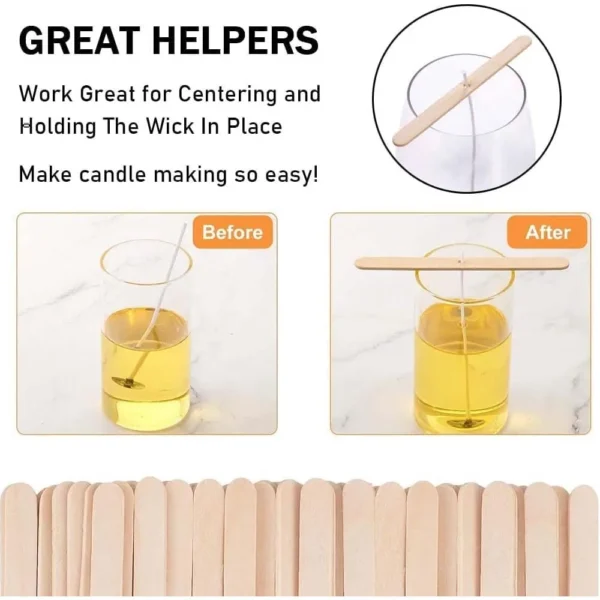 Candle Making Kit - 50 Wooden Wick Holders for DIY - Image 6