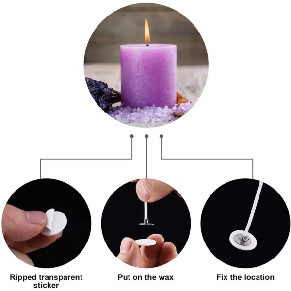 Candle Making Kit - 100PCS Wick Stickers Adhesive - Image 5