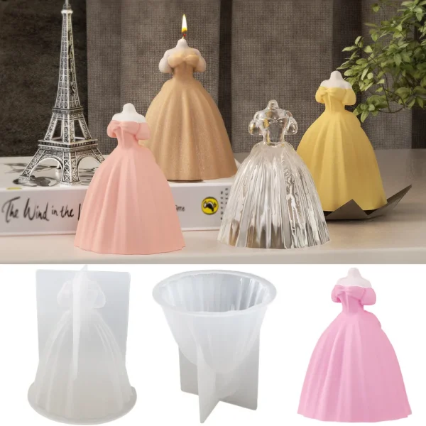 Candle Making Kit: Wedding Dress Silicone Mold for Decor