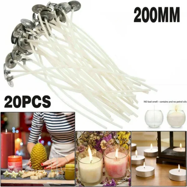 Candle Making Kit: 20 Pre-Waxed Wicks with Sustainers - Image 3