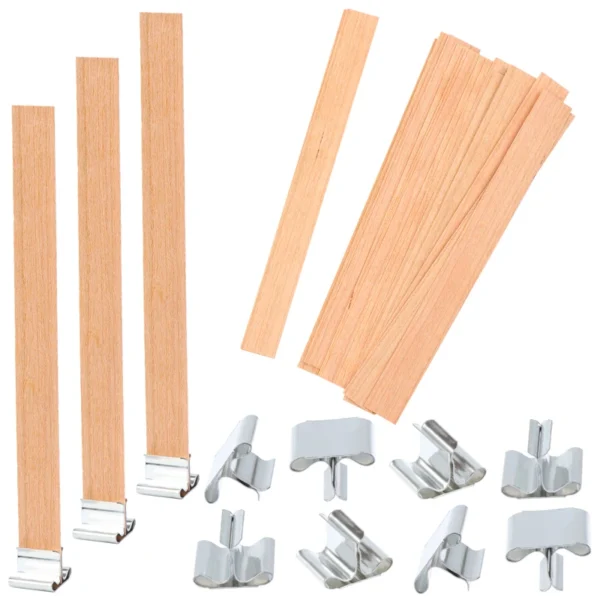 Candle Making Kit - 10 Wooden Wicks with Stands - Image 2