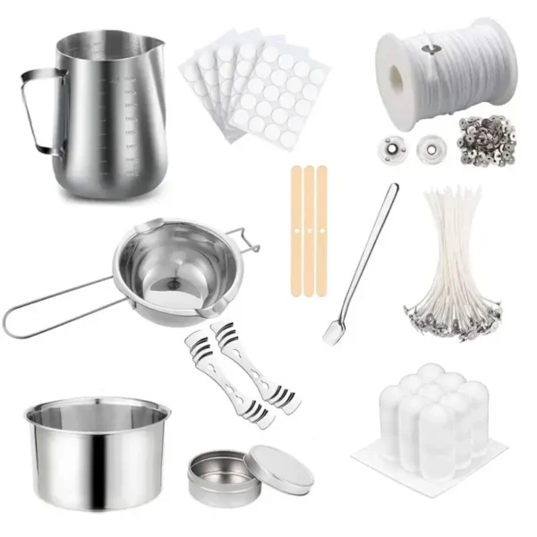 Candle Making Kit - Steel Pot, Wax, Cotton Thread