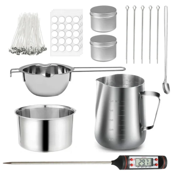 Candle Making Kit - Pouring Pot, Wicks & Stickers