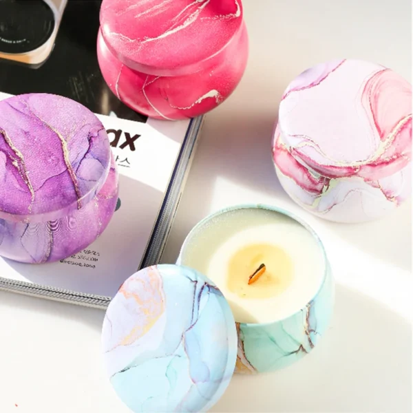 Candle Making Kit: Empty Metal Tin Jars with Lid - Image 3