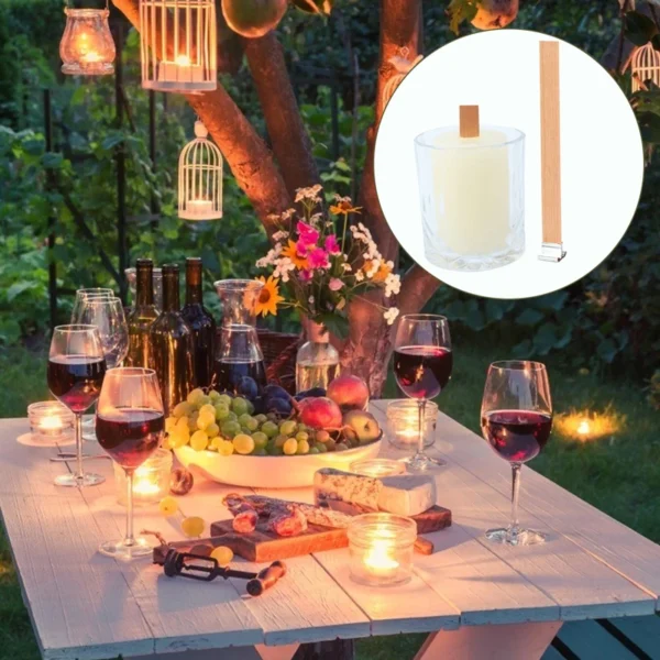 Candle Making Kit - 10 Wooden Wicks with Stands - Image 5