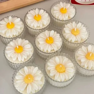 Candle Making Kit – 3D Silicone Daisy Mold for DIY Candles