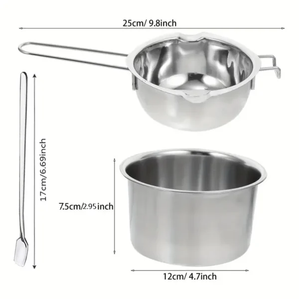 Candle Making Kit - Steel Pot, Wax, Cotton Thread - Image 3