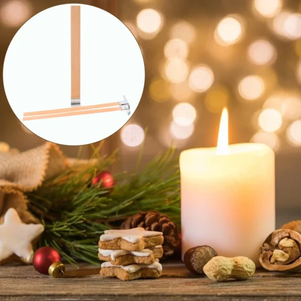 Candle Making Kit - 10 Wooden Wicks with Stands - Image 4