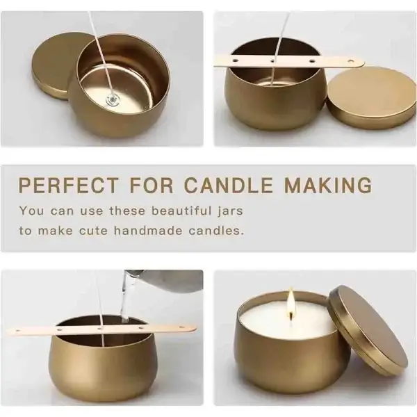 Candle Making Kit - 8 OZ Metal Tins with Lids (24 Pieces) - Image 3