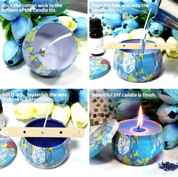 Candle Making Kit: Empty Metal Tin Jars with Lid - Image 5