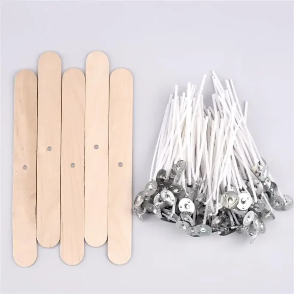 Candle Making Kit: 100pcs Waxed Wicks & Holders - Image 2