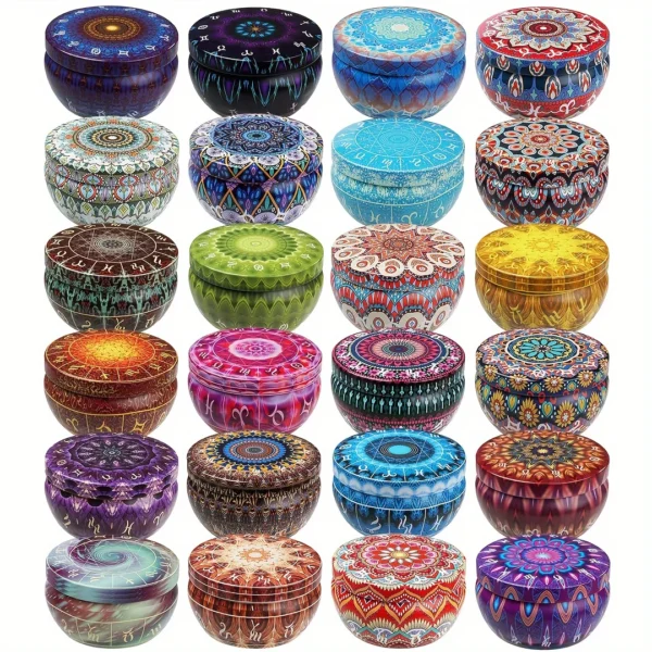 Candle Making Kit: 12pcs Floral Printed Tins with Lids