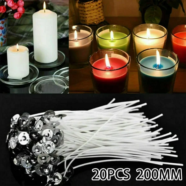 Candle Making Kit: 20 Pre-Waxed Wicks with Sustainers