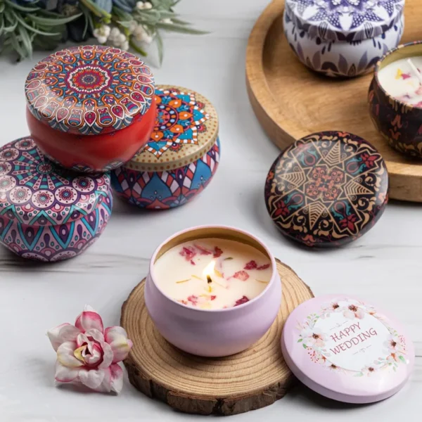 Candle Making Kit: 12pcs Floral Printed Tins with Lids - Image 3
